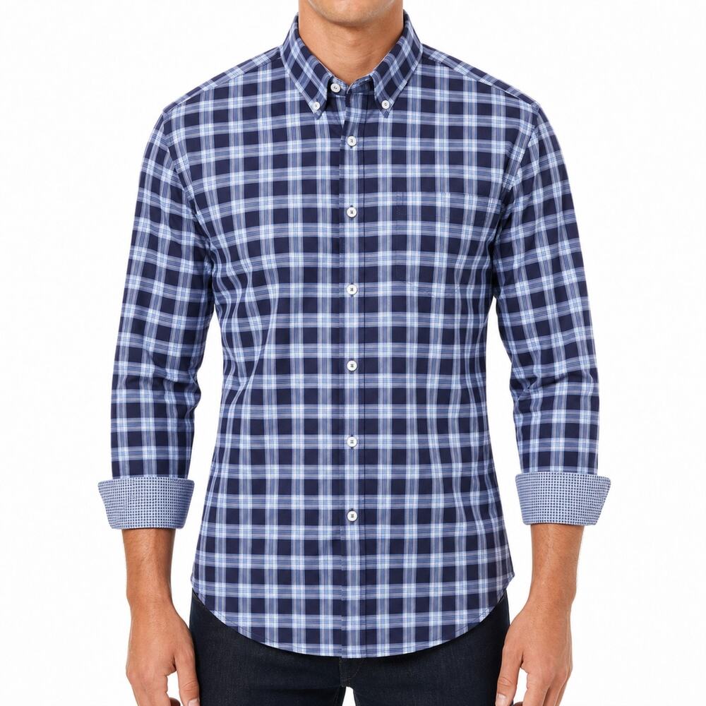 Con.struct Shirt Mens Large Plaid Button Down Slim Fit 4-Way Stretch Quick Dry